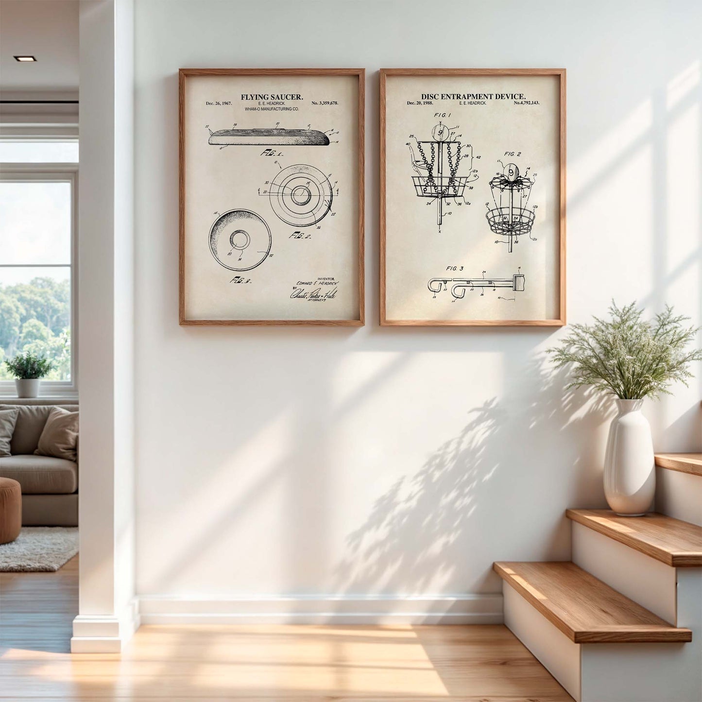 Disc Golf Patent Wall Art Set - PRINTABLE DIGITAL DOWNLOAD