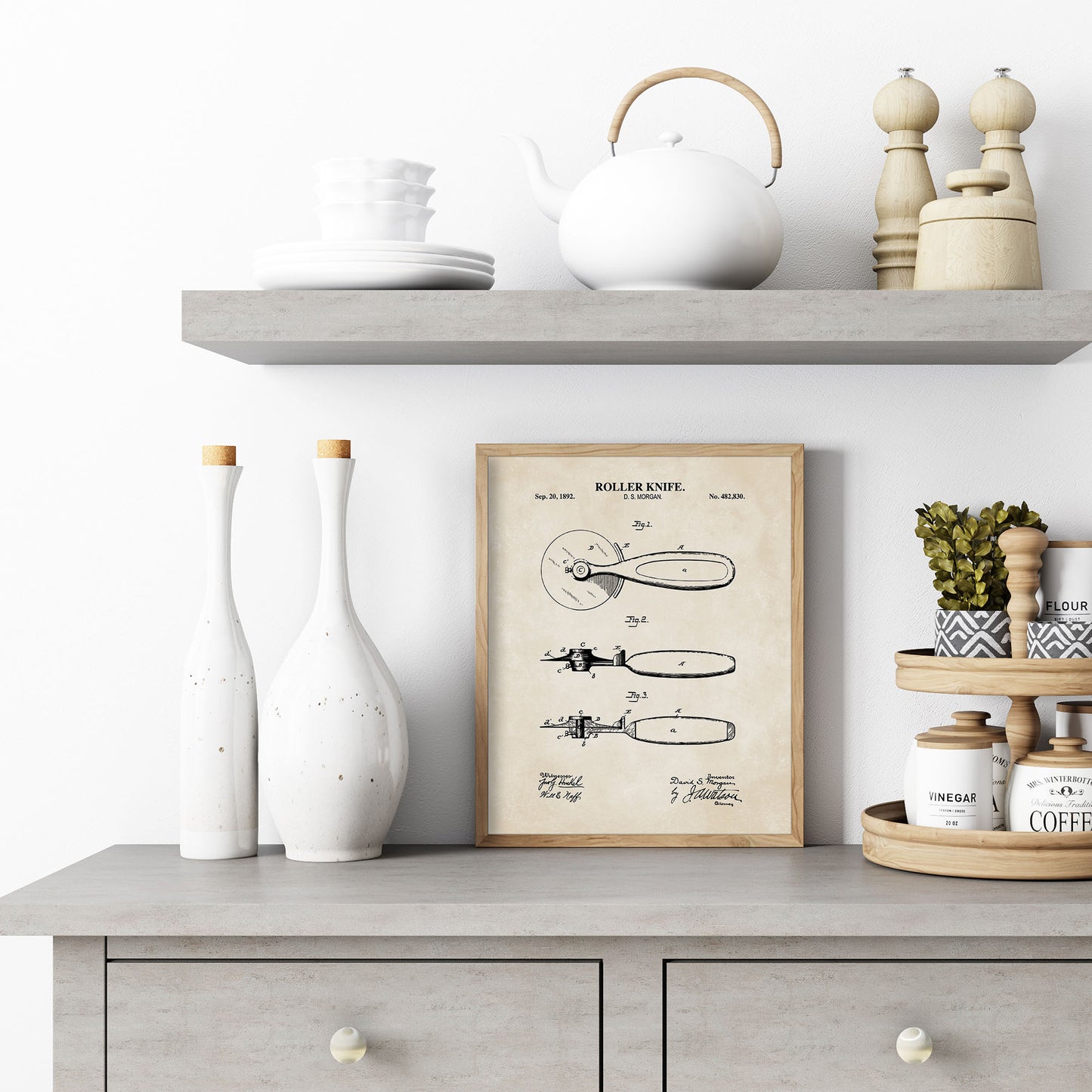 Pizza Roller Knife Patent Wall Art - PRINTABLE DIGITAL DOWNLOAD