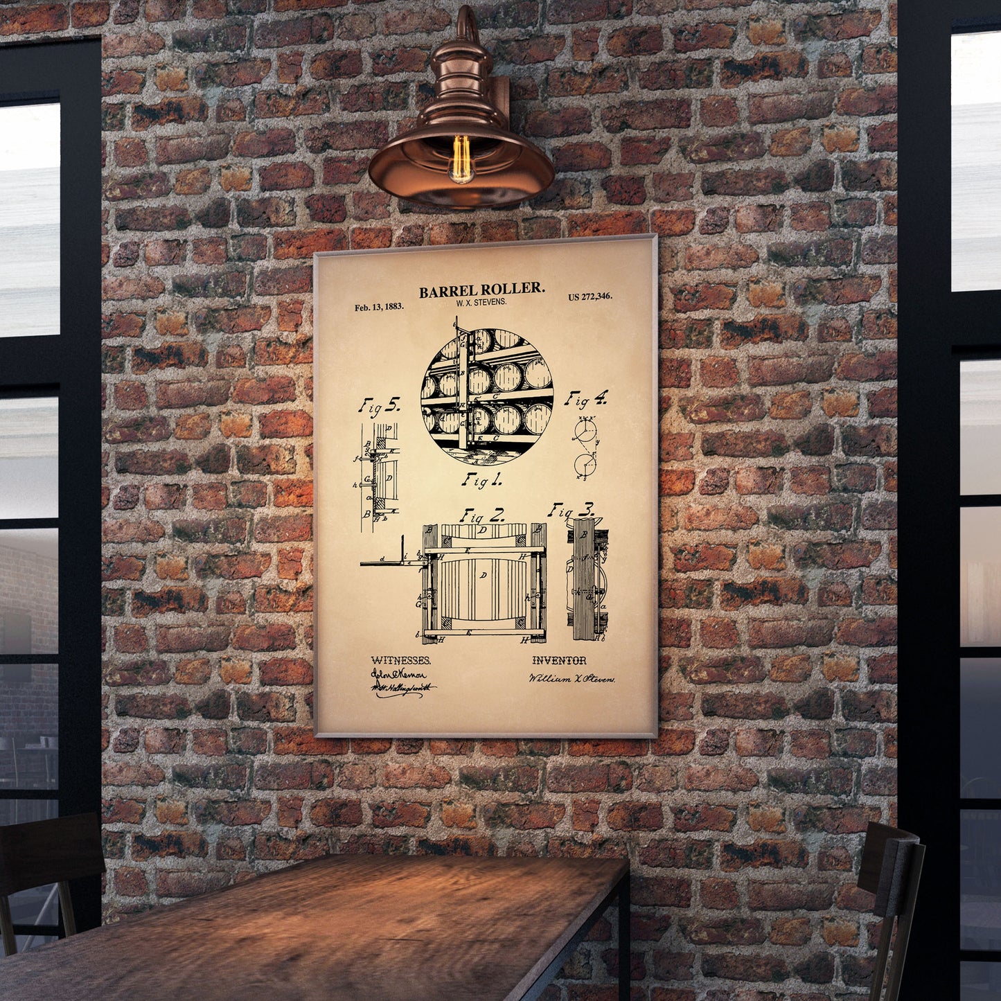 Whiskey Barrel Roller Vintage Patent Wall Art - PRINTABLE DIGITAL DOWNLOAD