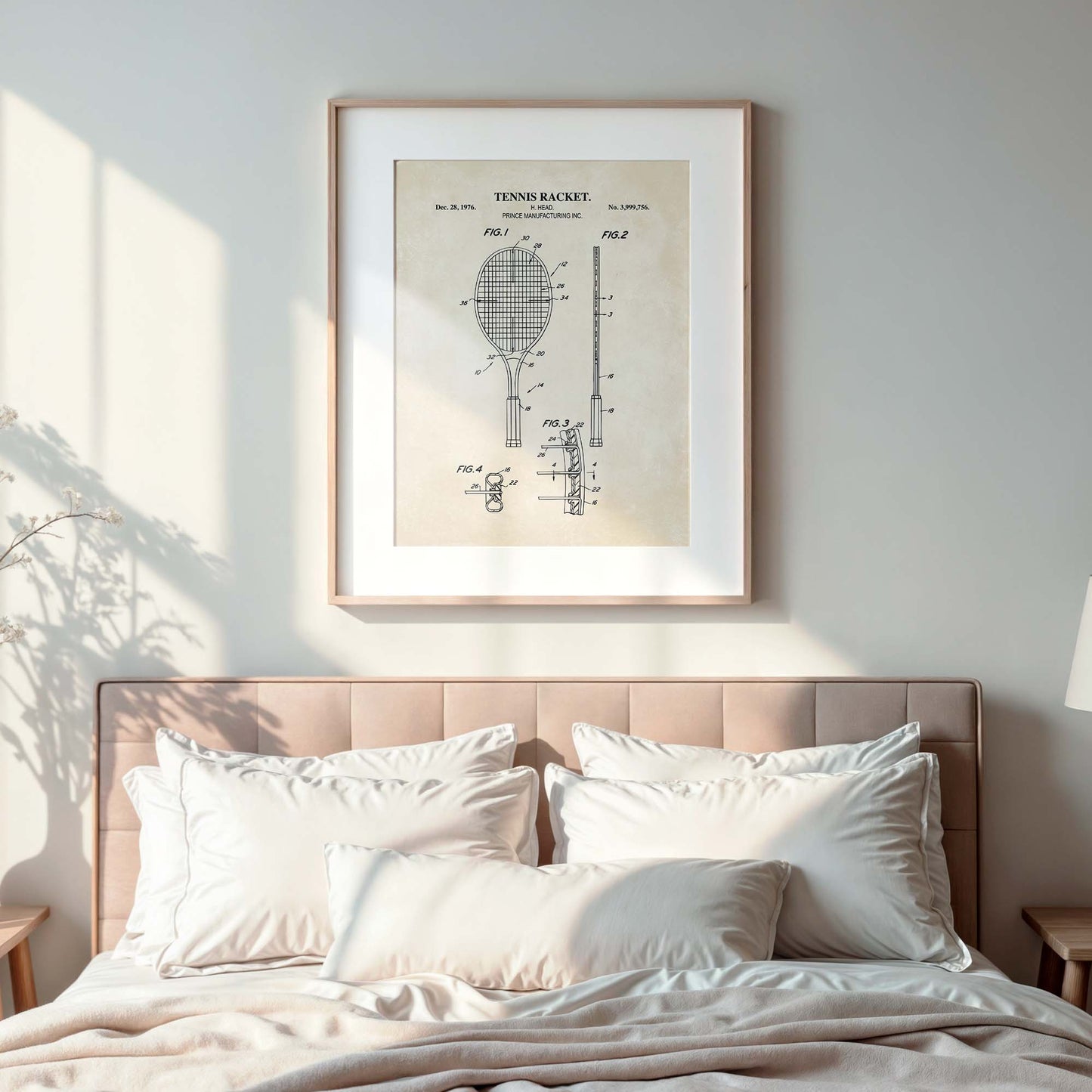 Tennis Racket Patent Wall Art - PRINTABLE DIGITAL DOWNLOAD
