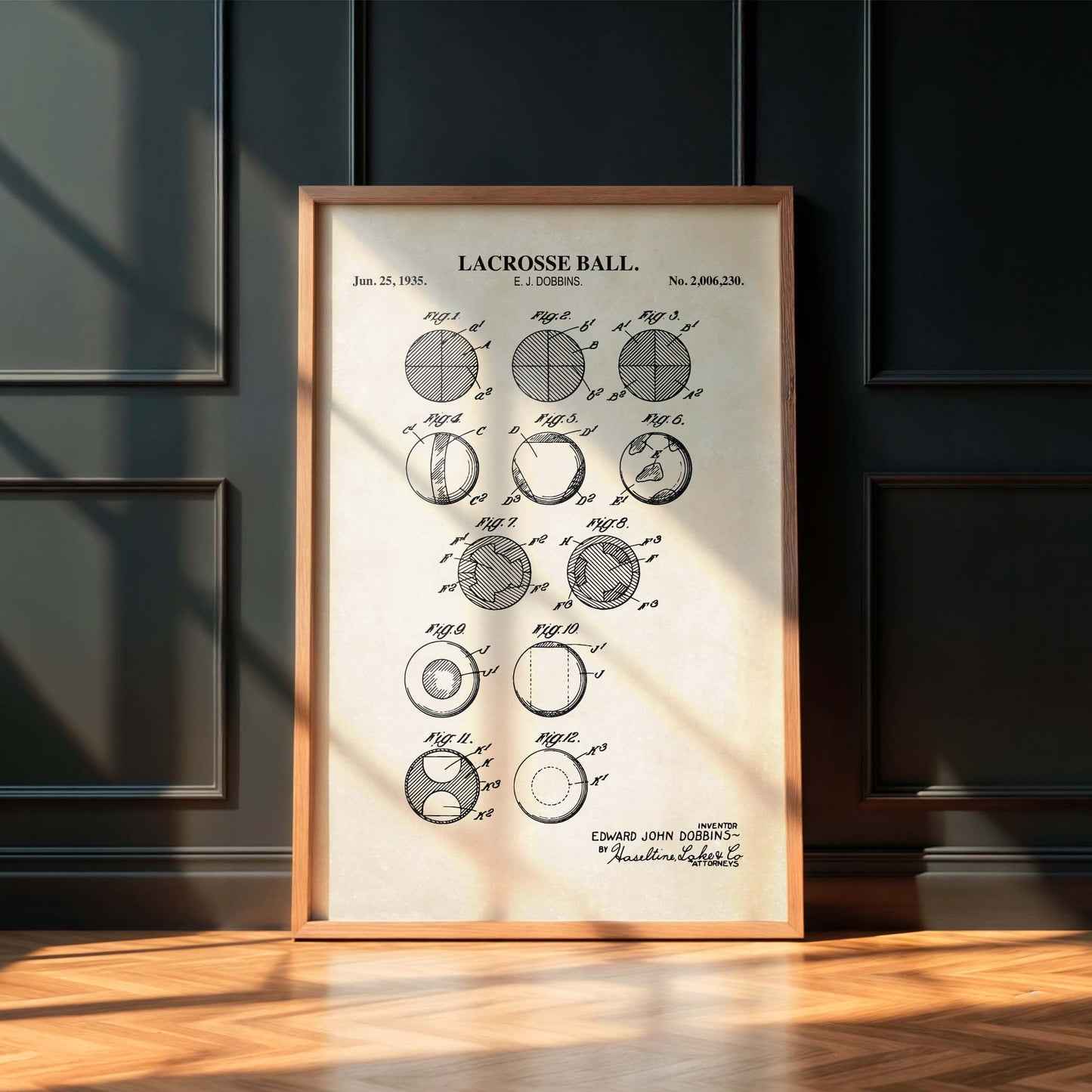 Lacrosse Ball Patent Wall Art Poster - PRINTABLE DIGITAL DOWNLOAD