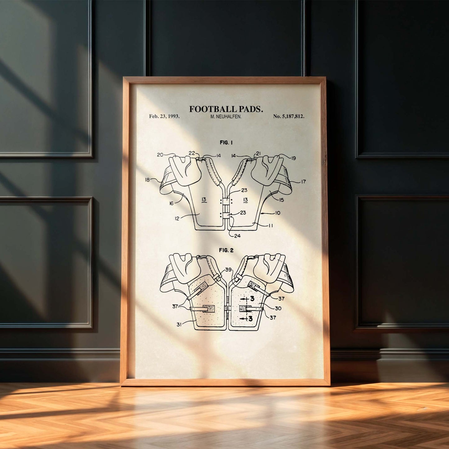 Football Pads Patent Wall Art - PRINTABLE DIGITAL DOWNLOAD