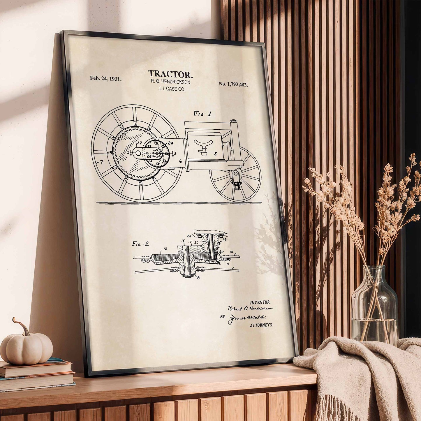 Tractor Wall Art - 1931 Tractor Patent Art - Ready to Frame Print