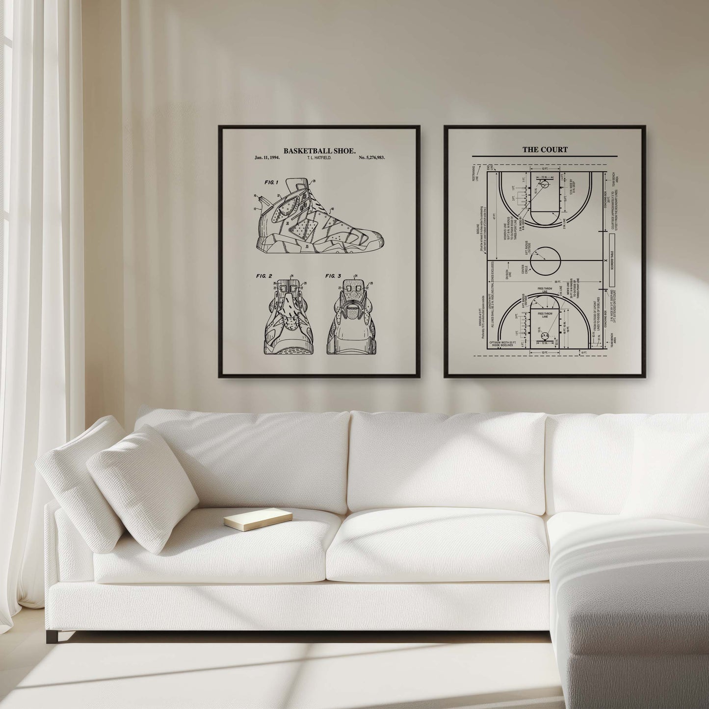 Basketball Patent Wall Art - Set of 2 Physical Prints