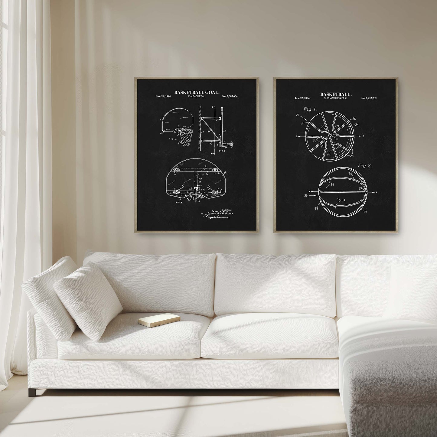 Basketball Patent Wall Art - Set of 2 Ready to Frame Prints