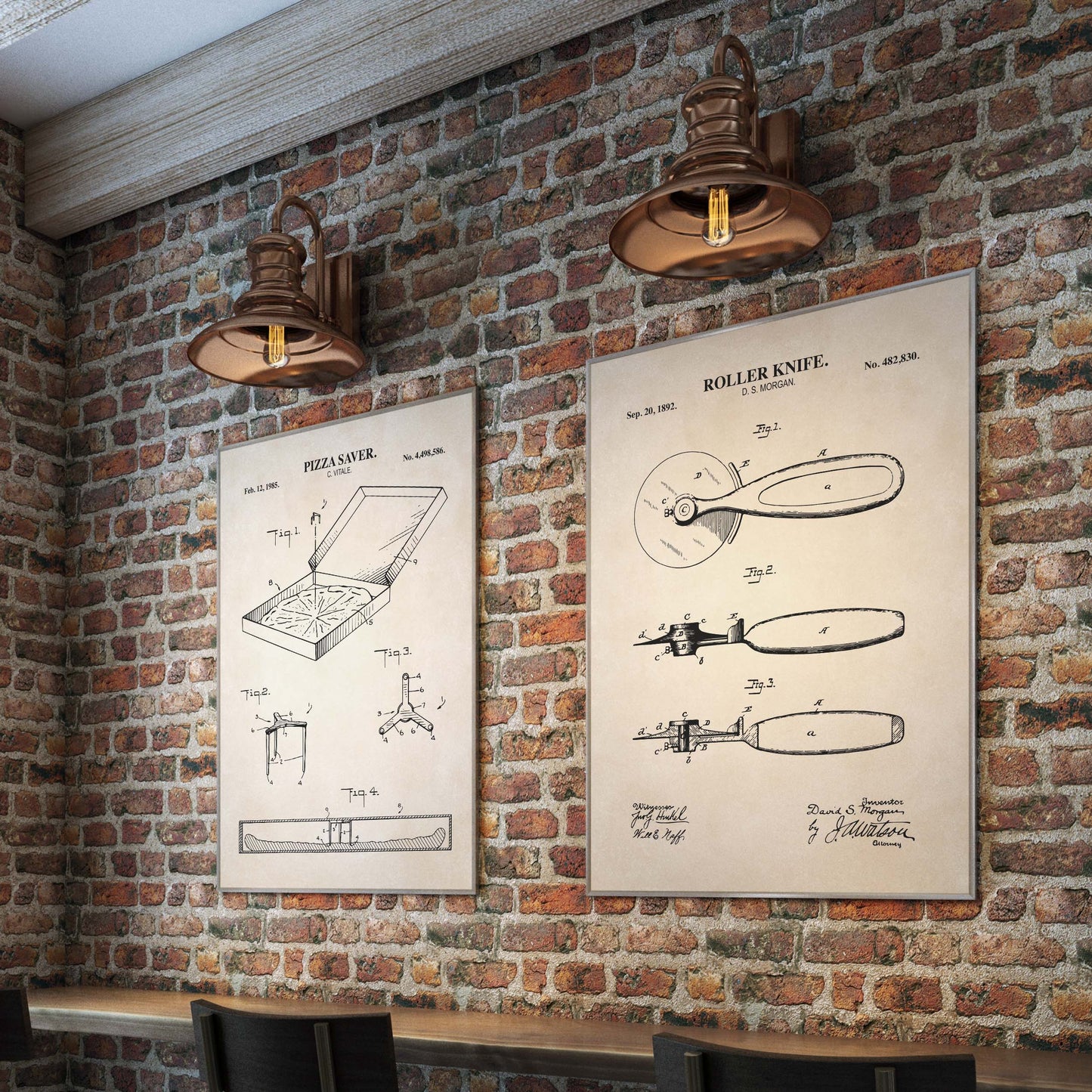 Pizza Patent Wall Art - Set of 2 Physical Prints