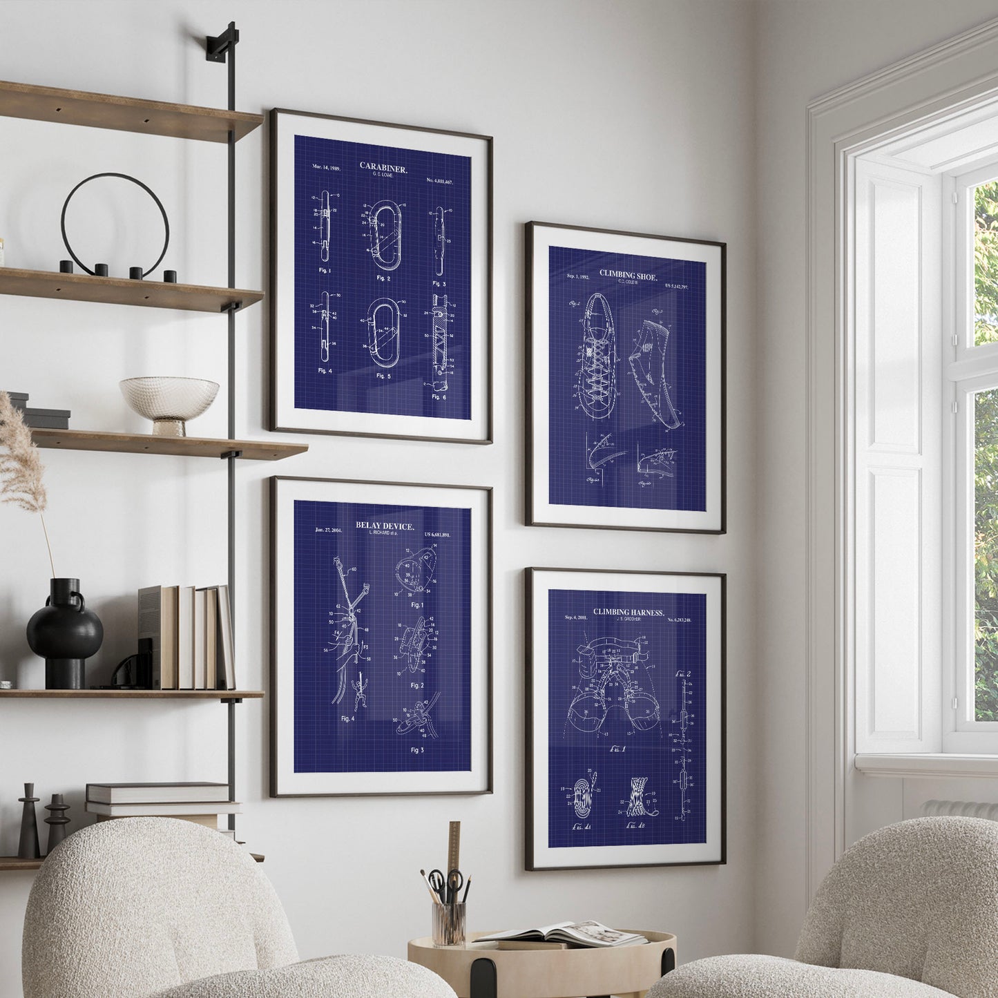 Climbing Patent Wall Art Set | Ready to Frame Prints