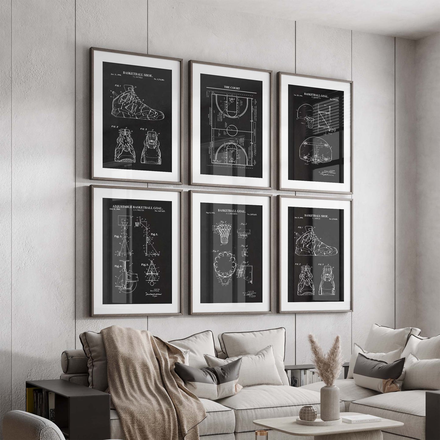 Basketball Patent Print Wall Art - Set of 6 - PRINTABLE DIGITAL DOWNLOAD