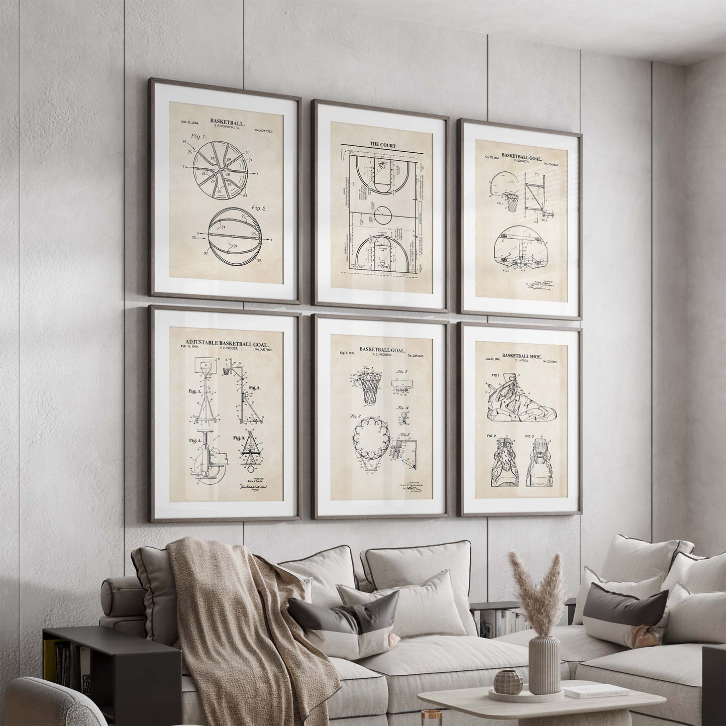 Basketball Patent Print Wall Art - Set of 6 - PRINTABLE DIGITAL DOWNLOAD