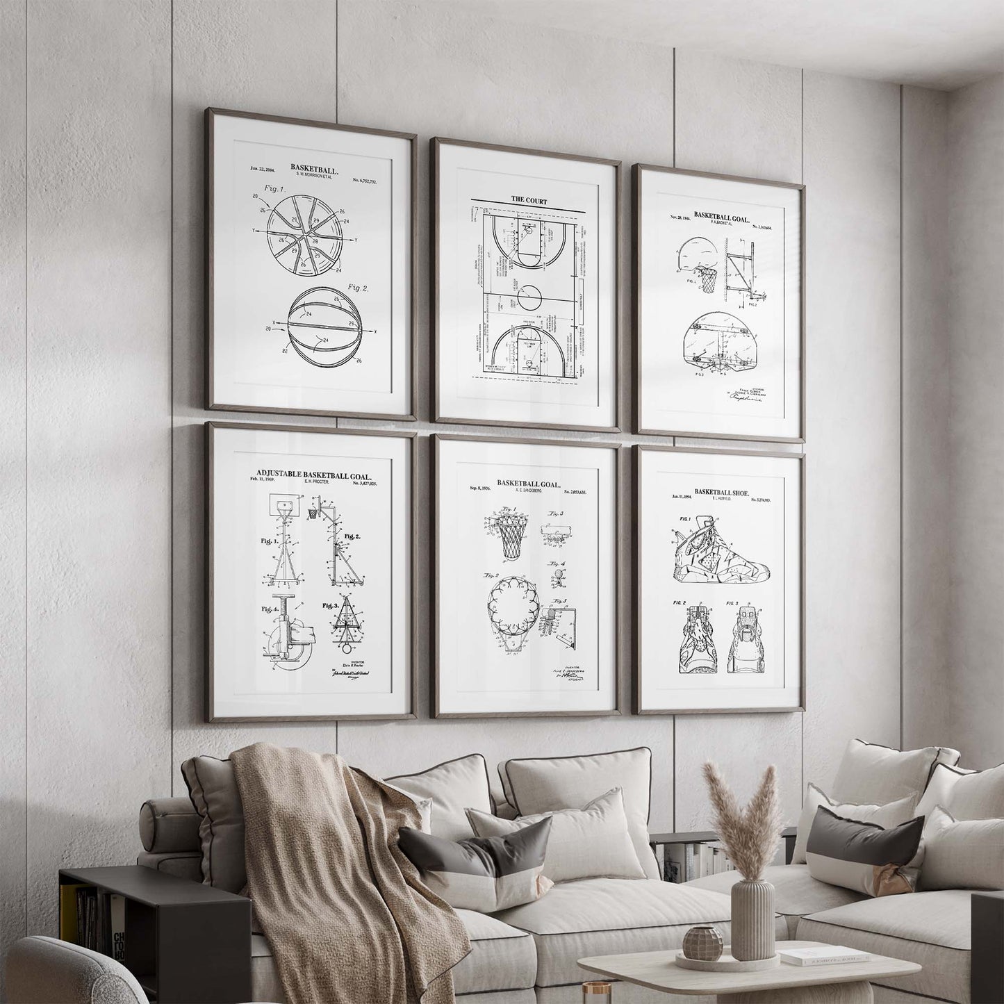 Basketball Patent Print Wall Art - Set of 6 - PRINTABLE DIGITAL DOWNLOAD