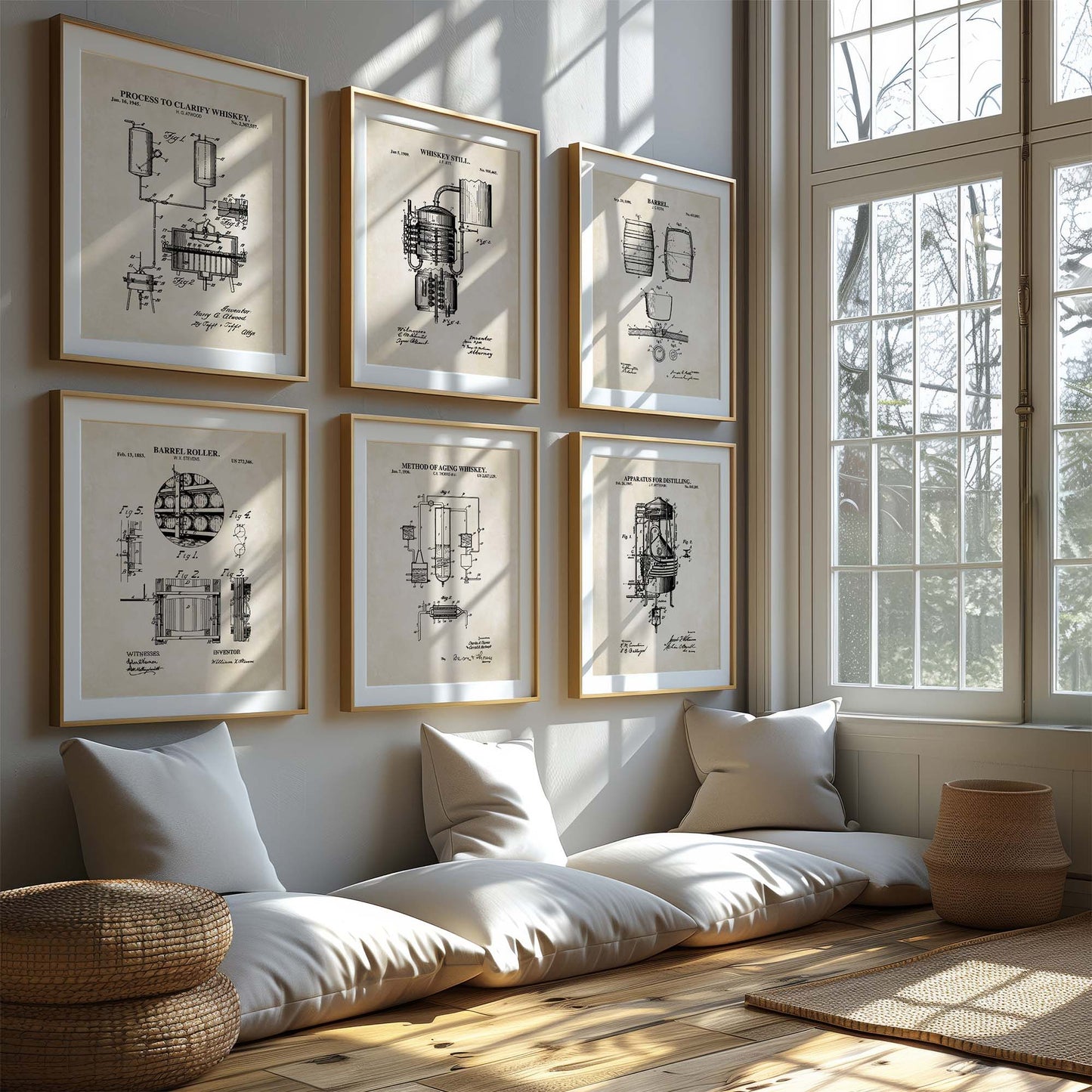 Whiskey Making Patent Print Wall Art - Set of 6 - PRINTABLE DIGITAL DOWNLOAD