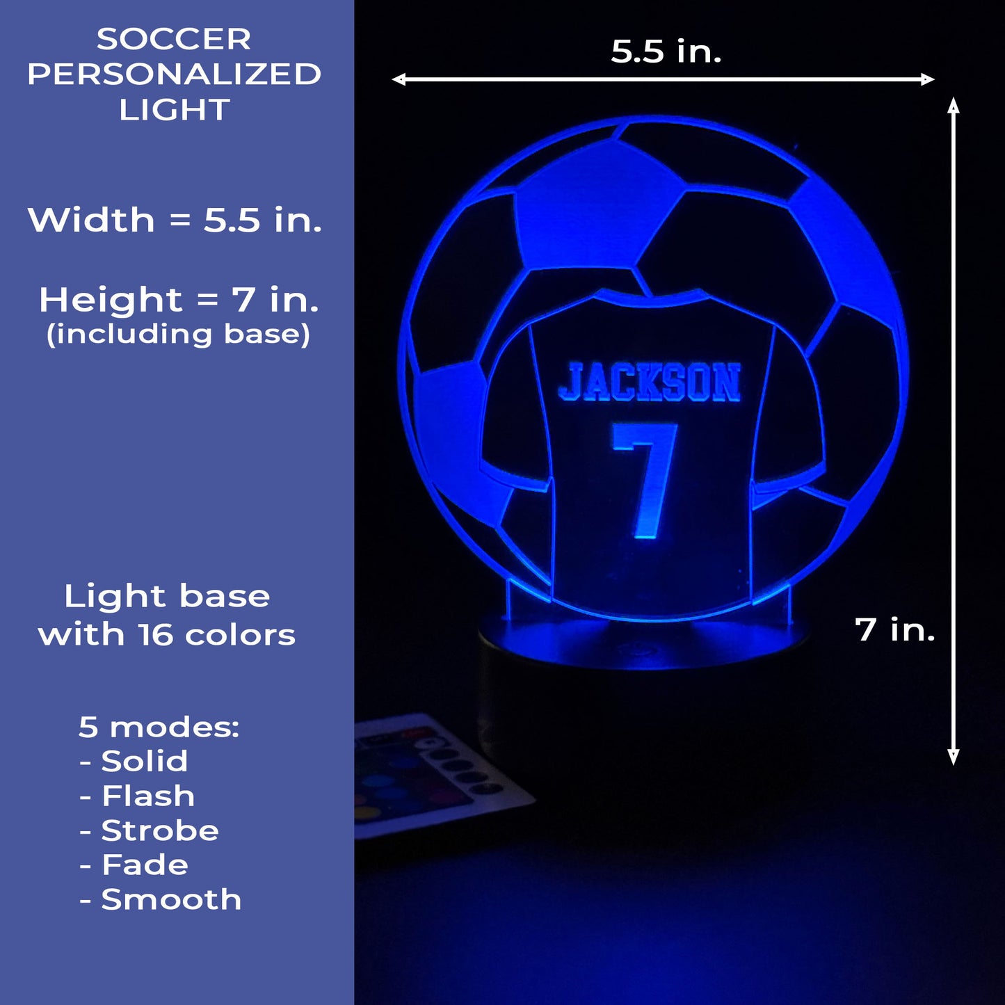 Personalized Soccer Jersey LED Light - Custom Name & Number