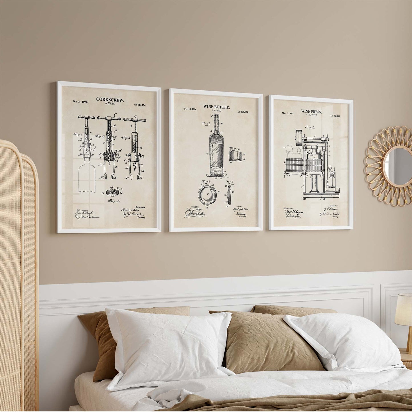Wine Patent Wall Art Set - PRINTABLE DIGITAL DOWNLOAD