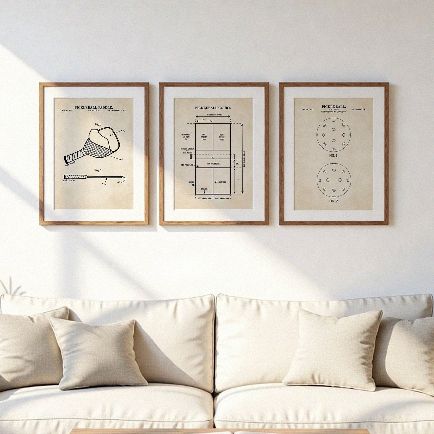 Pickleball Patent Print Wall Art - Set of 3 - PRINTABLE DIGITAL DOWNLOAD