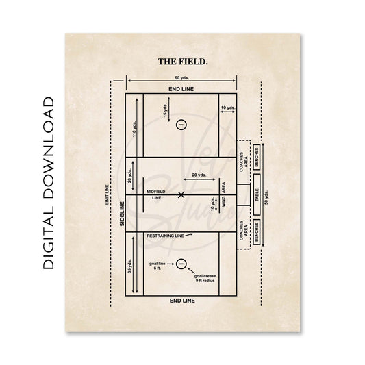 Lacrosse Wall Art | Lacrosse Stick, Ball, Lacrosse Field & Helmet Patent Prints | Gallery Wall Set of 4 | PRINTABLE DIGITAL DOWNLOAD