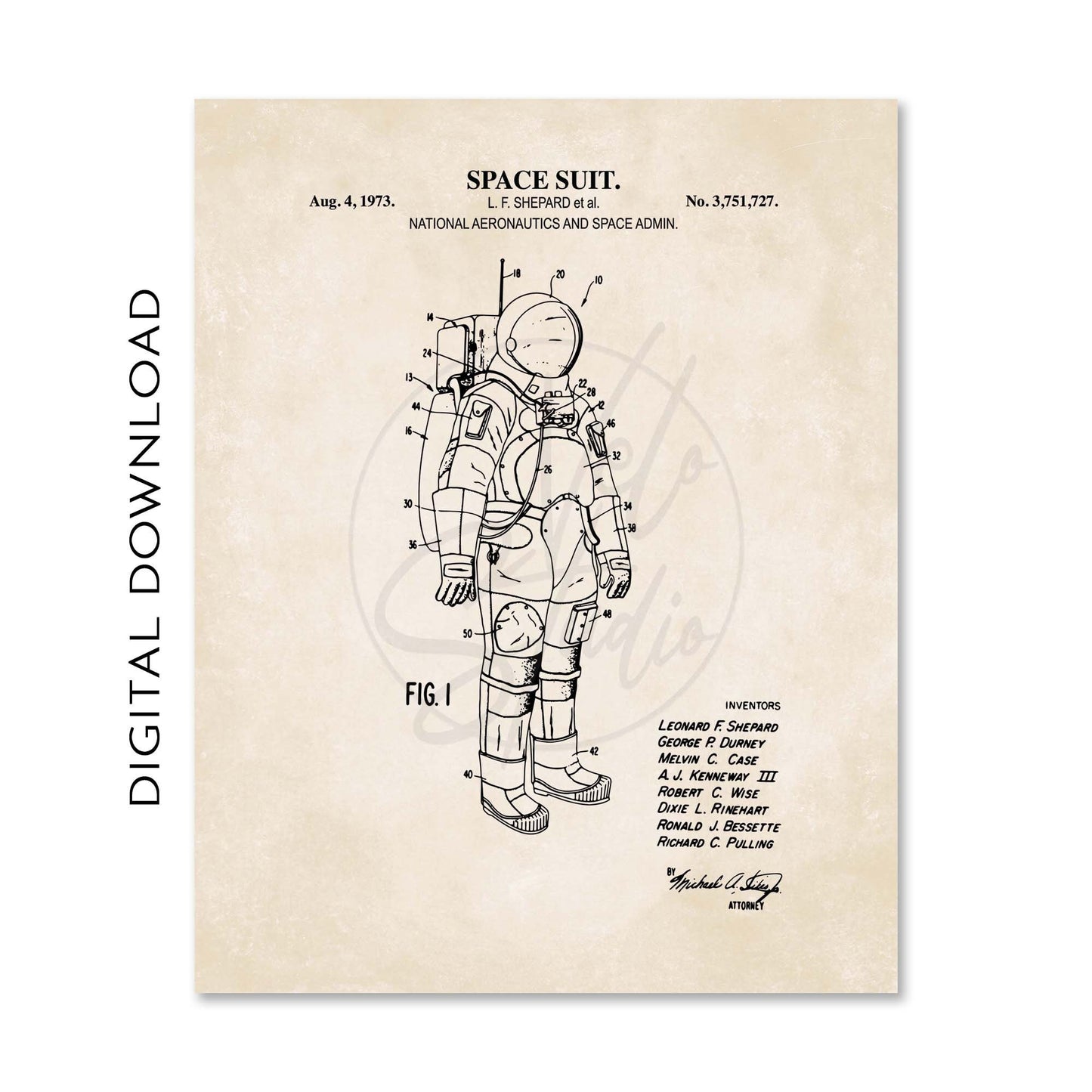 Space Patent Print Wall Art | Space Shuttle, Space Capsule, Space Suit and Rocket Patent Art | Astronaut Decor | PRINTABLE DIGITAL DOWNLOAD
