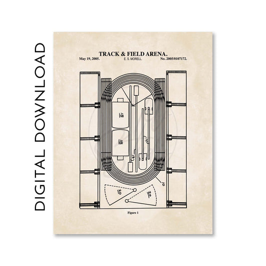 Track and Field Arena Patent Print Poster | Vintage Track Wall Art | Track Athlete Gift | PRINTABLE DIGITAL DOWNLOAD