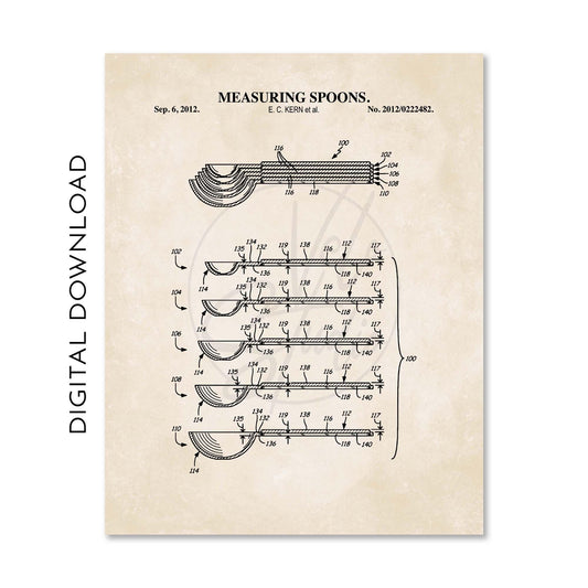 Vintage Kitchen Baking Wall Art | Rolling Pin, Measuring Cups, Measuring Spoons and Stand Mixer Patent Prints | PRINTABLE DIGITAL DOWNLOAD