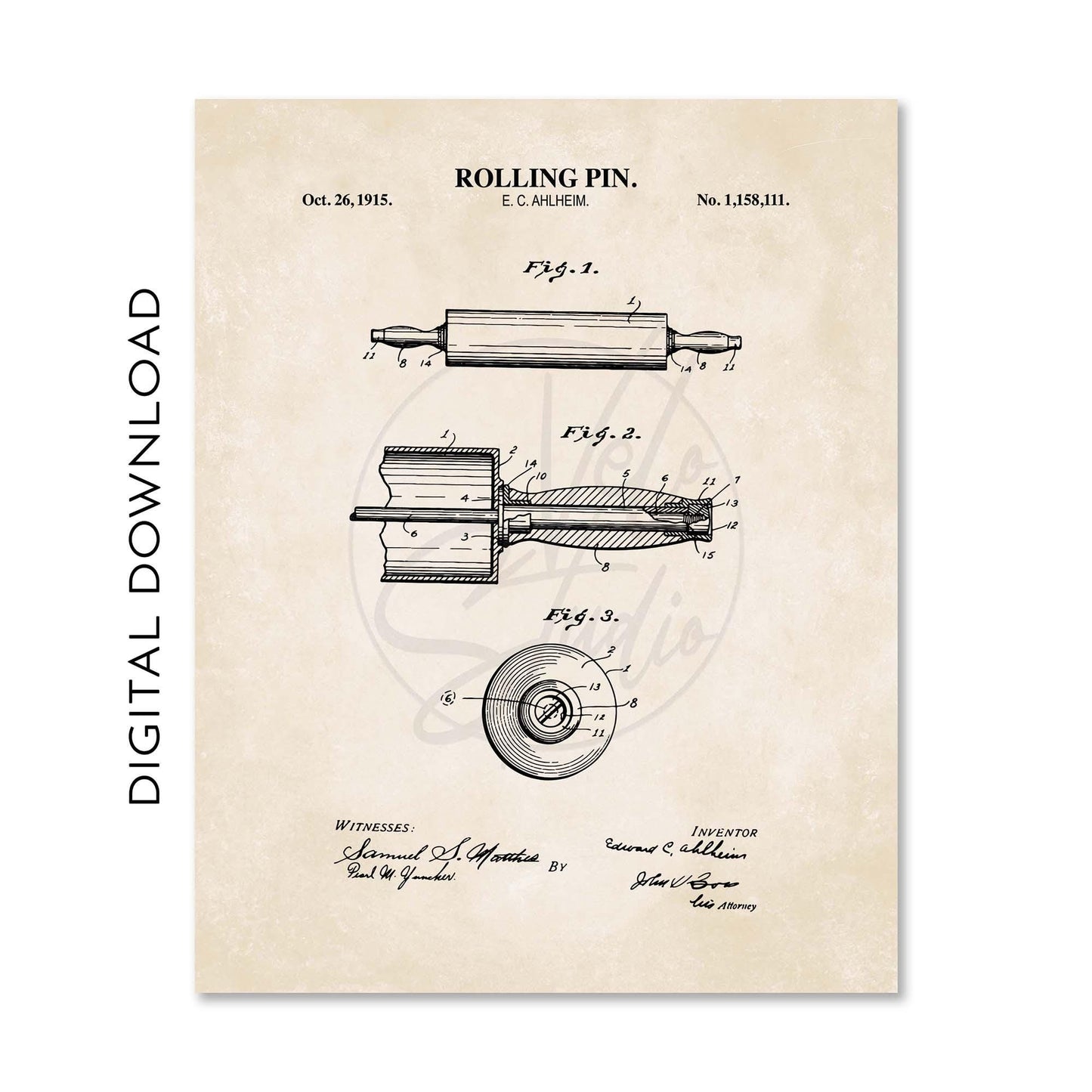 Vintage Kitchen Baking Wall Art | Rolling Pin, Measuring Cups, Measuring Spoons and Stand Mixer Patent Prints | PRINTABLE DIGITAL DOWNLOAD