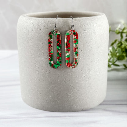 Holiday Glitter Dangle Earrings