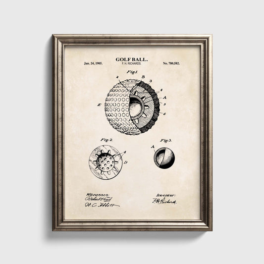 Golf Ball Patent Wall Art - Ready to Frame Print