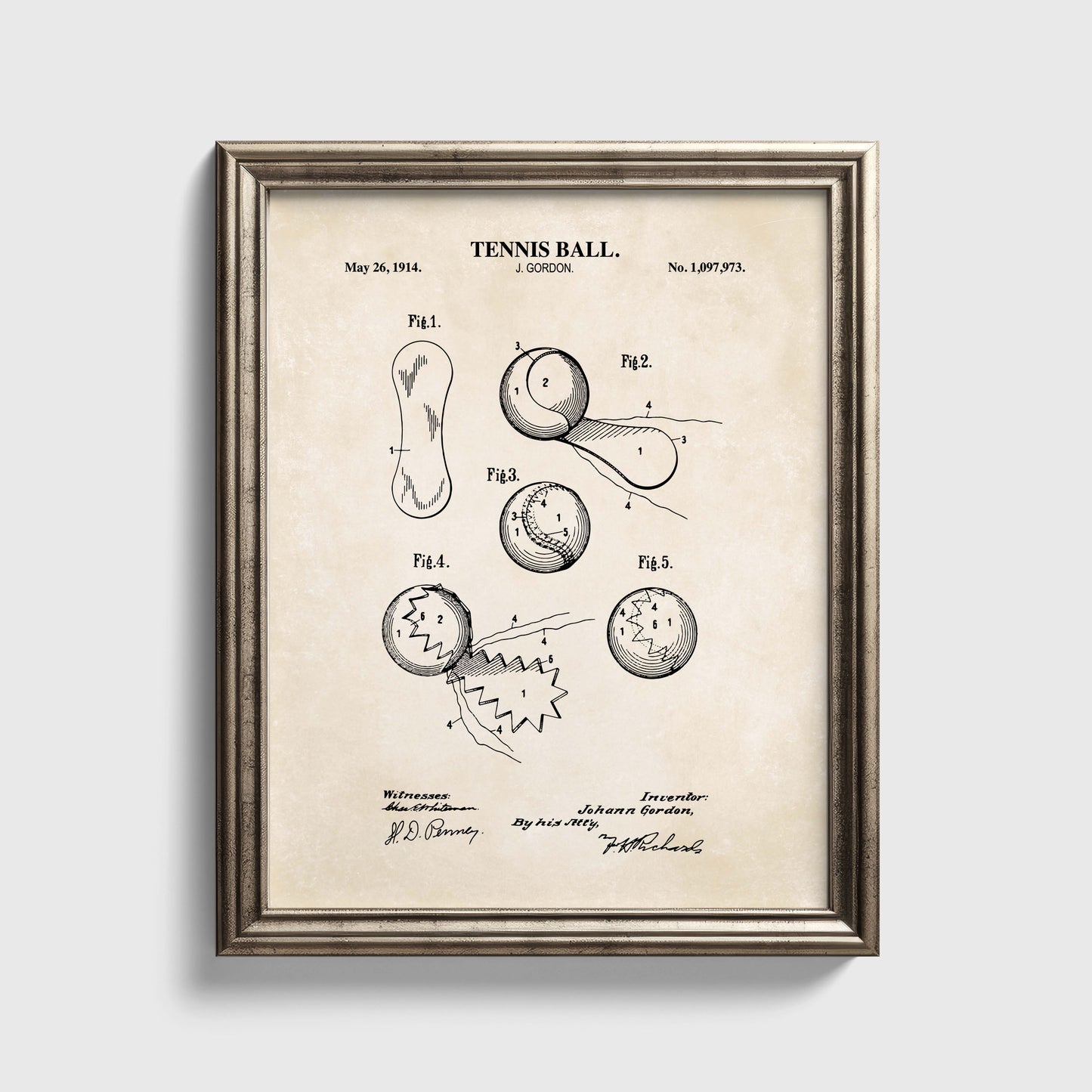 Tennis Ball Patent Wall Art - Ready to Frame Print