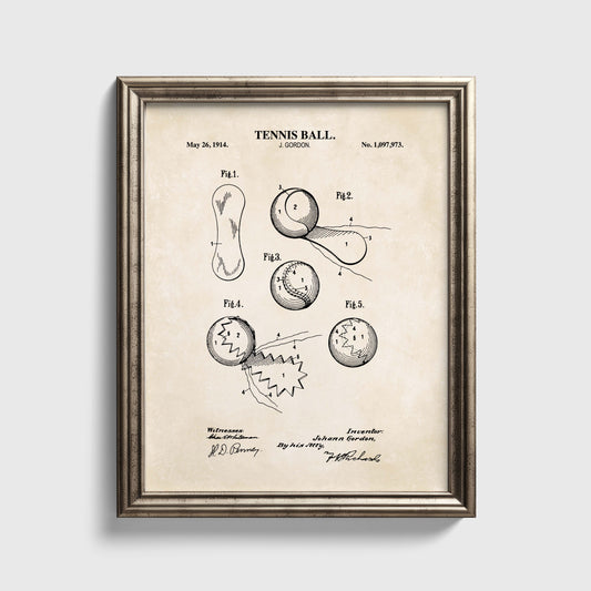 Tennis Ball Patent Wall Art - Ready to Frame Print