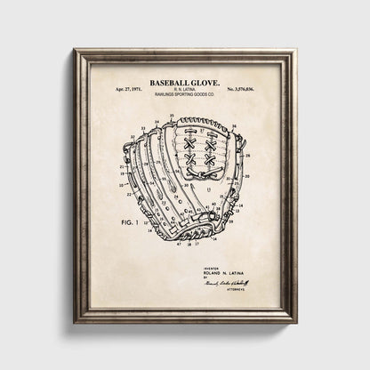 Baseball Glove Patent Wall Art - Ready to Frame Print