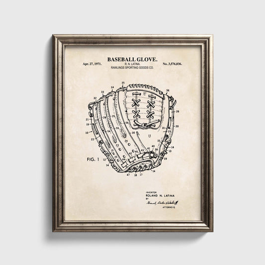Baseball Glove Patent Wall Art - Ready to Frame Print