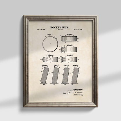 Hockey Puck Patent Wall Art  - Ready to Frame Print