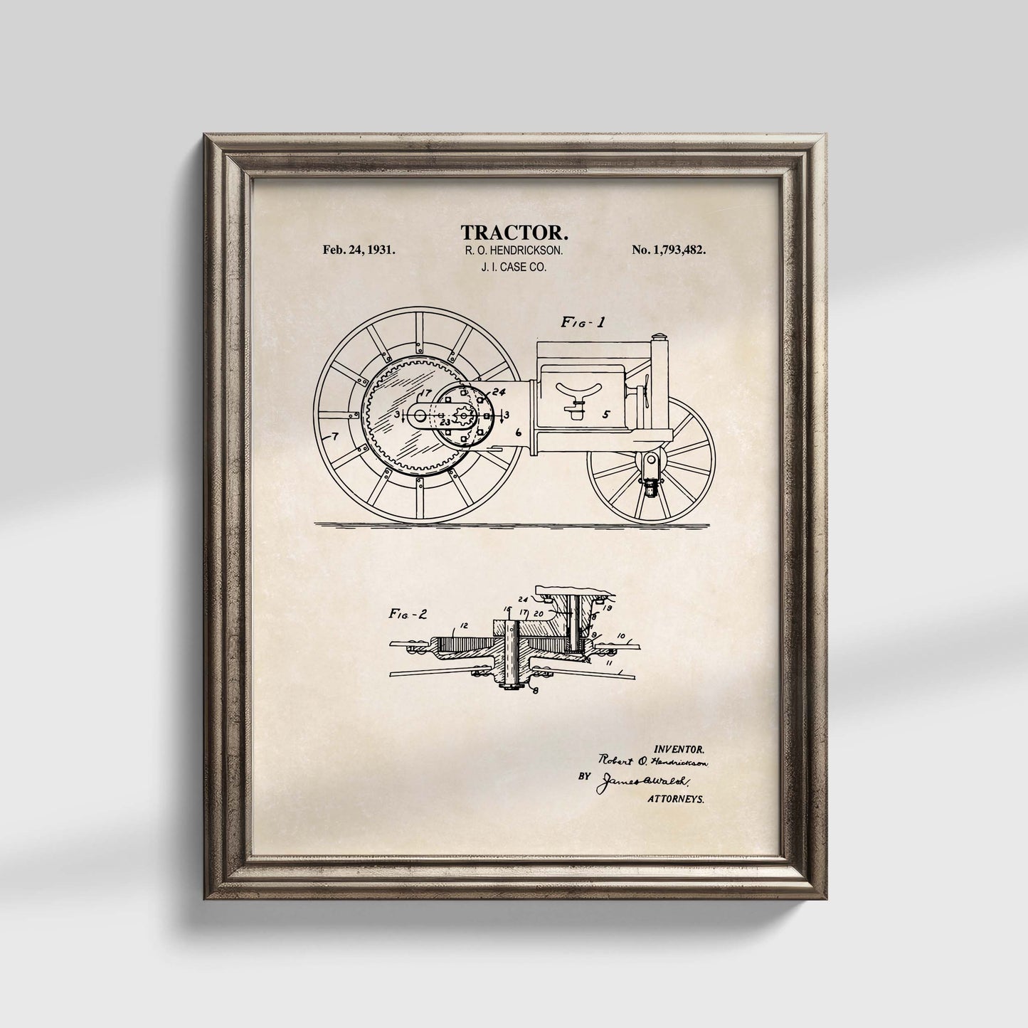 Tractor Wall Art - 1931 Tractor Patent Art - Ready to Frame Print