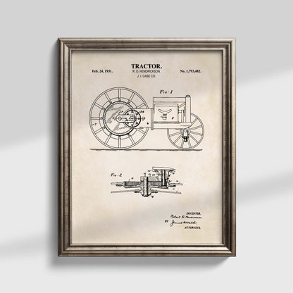 Tractor Wall Art - 1931 Tractor Patent Art - Ready to Frame Print