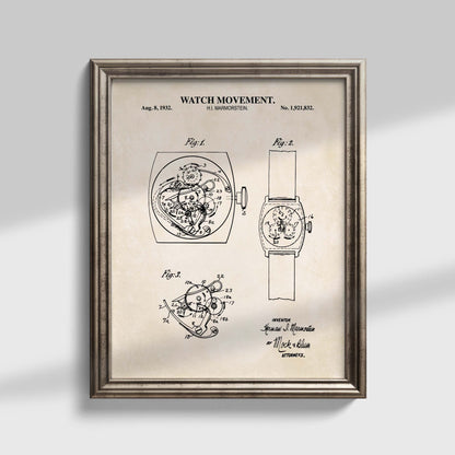 Watch Movement Patent Wall Art | Ready to Frame Print