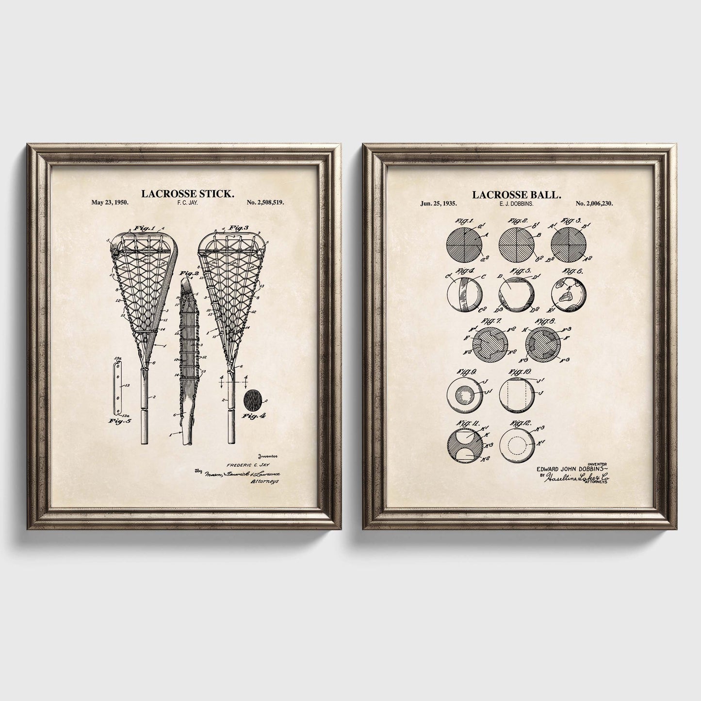 Lacrosse Patent Wall Art Set  - Set of 2 Physical Prints