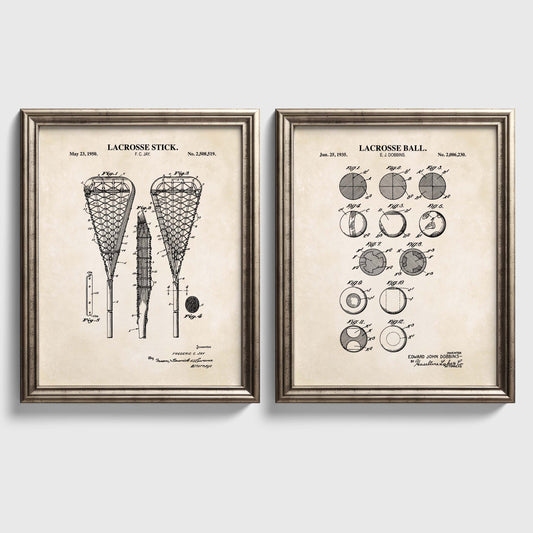 Lacrosse Patent Wall Art Set  - Set of 2 Physical Prints