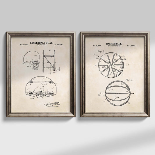 Basketball Patent Wall Art - Set of 2 Ready to Frame Prints