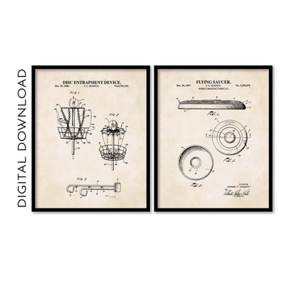 Disc Golf Patent Wall Art Set - PRINTABLE DIGITAL DOWNLOAD