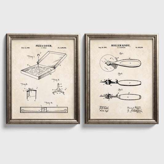Pizza Patent Wall Art - Set of 2 Physical Prints