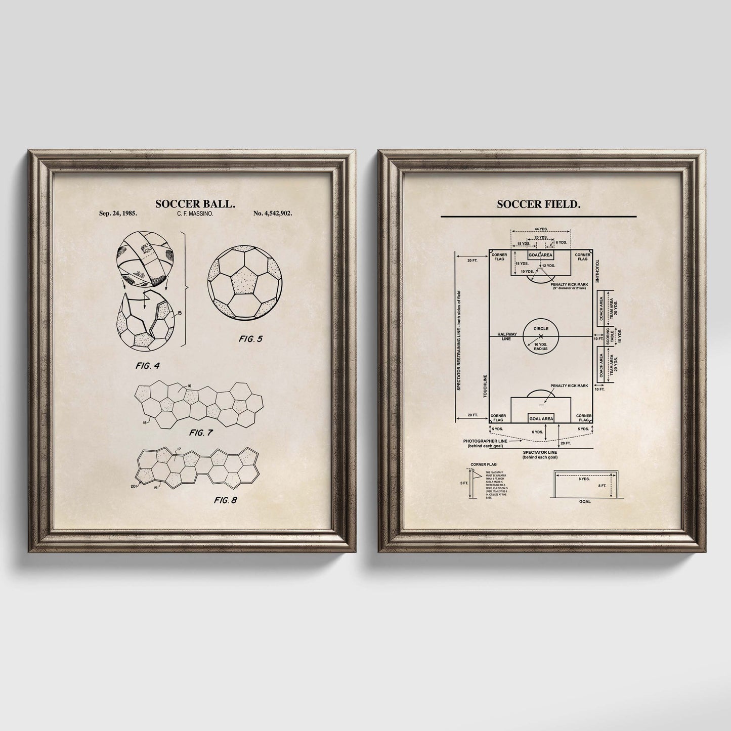 Soccer Patent Wall Art - Set of 2 Ready to Frame Prints
