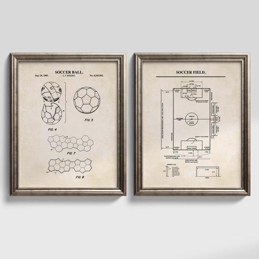 Soccer Patent Wall Art - Set of 2 Ready to Frame Prints