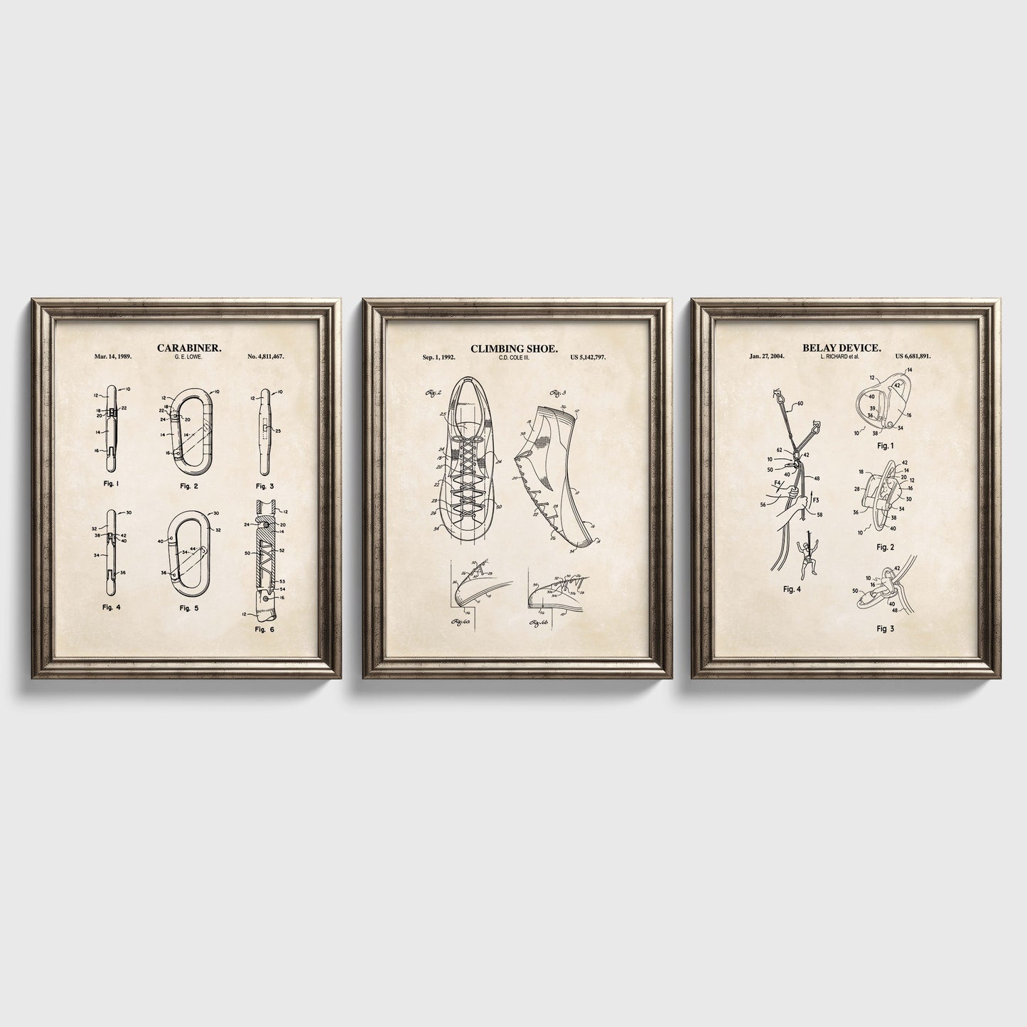 Climbing Patent Wall Art Set | Ready to Frame Prints