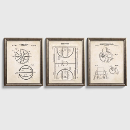 Adaptive Basketball Patent Print Wall Art - Set of 3 Physical Prints