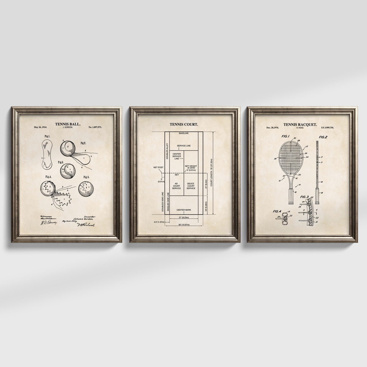 Tennis Wall Art Set - Ready to Frame Prints