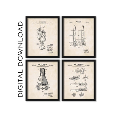 Space Patent Wall Art Set  - PRINTABLE DIGITAL DOWNLOAD