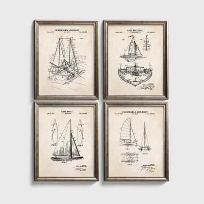 Sailing Patent Prints Wall Art - Set of 4 Physical Prints