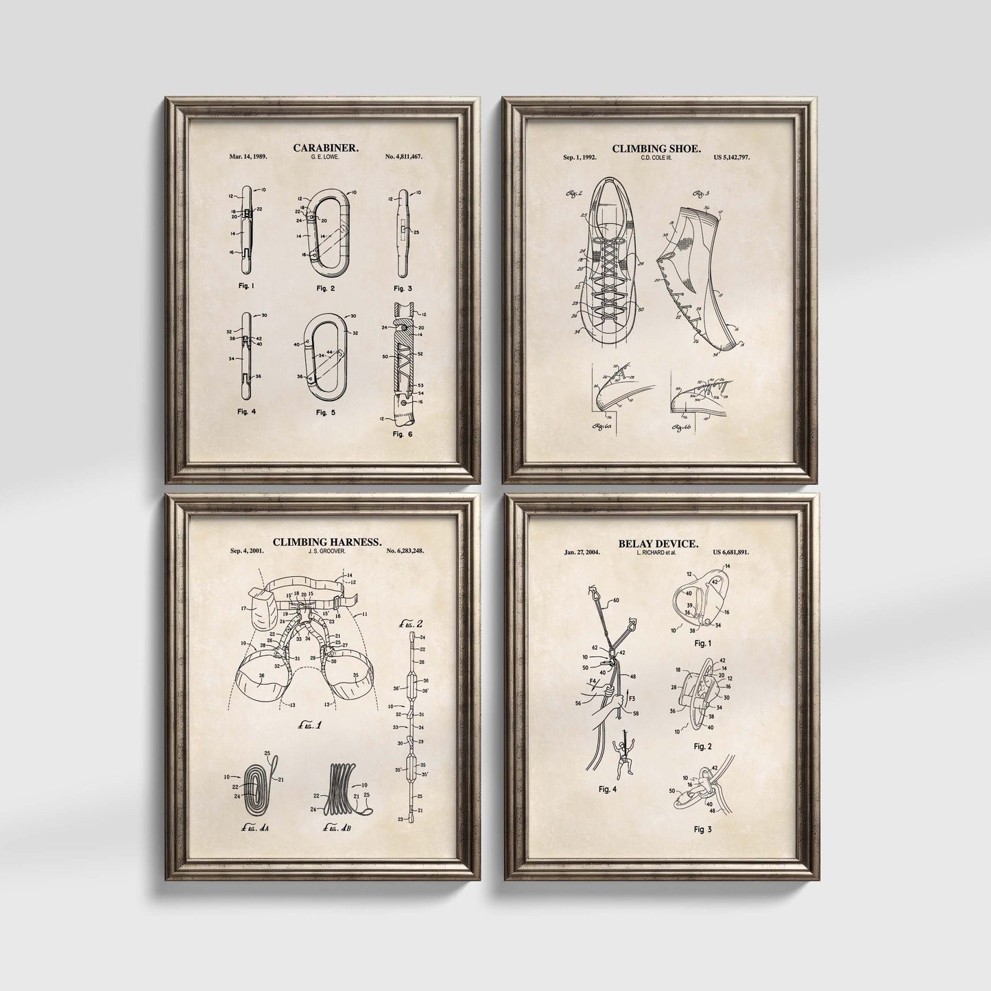 Climbing Patent Wall Art Set | Ready to Frame Prints