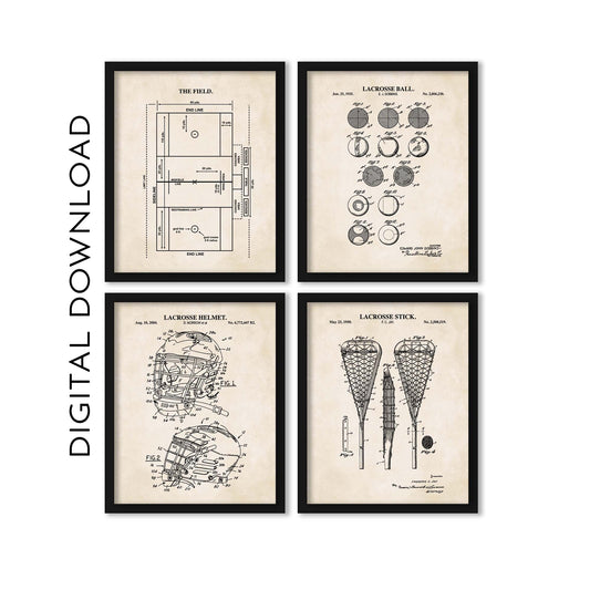Men's Lacrosse Wall Art Set - PRINTABLE DIGITAL DOWNLOAD