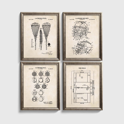 Men's Lacrosse Wall Art - Set of 4 Physical Prints