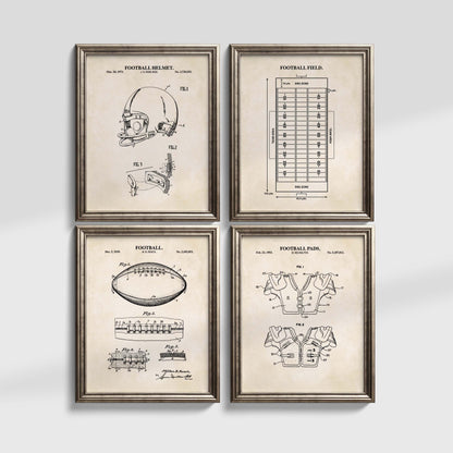 Football Patent Wall Art - Set of 4 Ready to Frame Prints