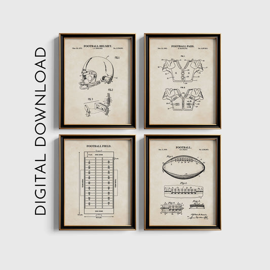 Football Patent Wall Art Bundle Set  - DIGITAL DOWNLOAD